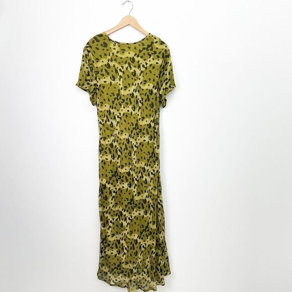 Paradise Plus NY Women’s Vintage Olive Green Cheetah Print Semi Sheer Short Slee - Picture 2 of 10